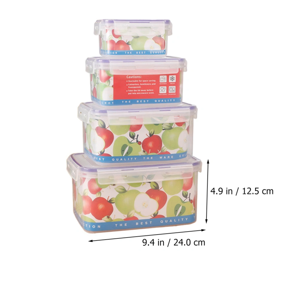 4pcs/ Set Fridge Food Fresh Box Preservation Box Plastic Food Storage Box