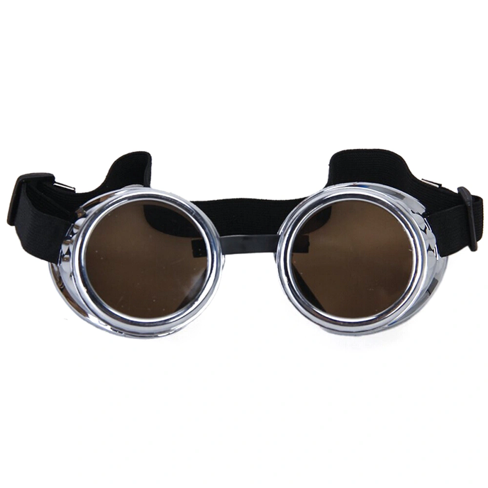 Vintage Rustic Cyber Goggles Steampunk Welding Goth Cosplay Photos Prop (Silver)