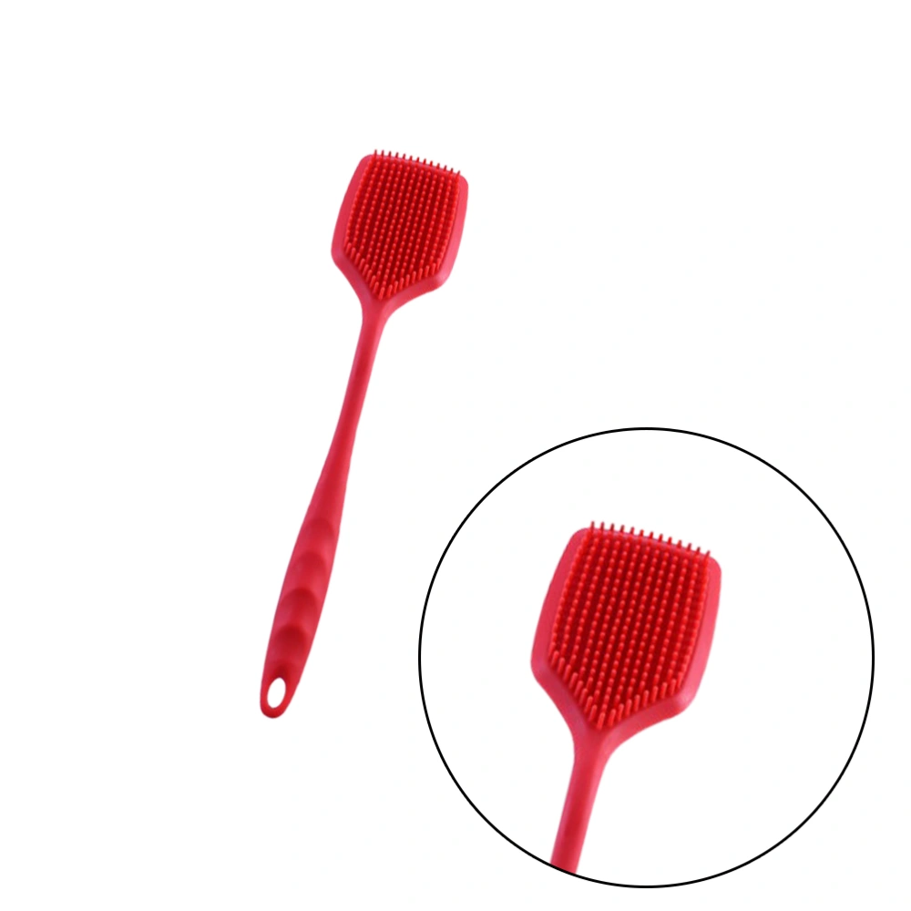 Functional Silicone Cleaning Brush Integrated Handle Pot Brush Multifunctional Drag Brush (Red)