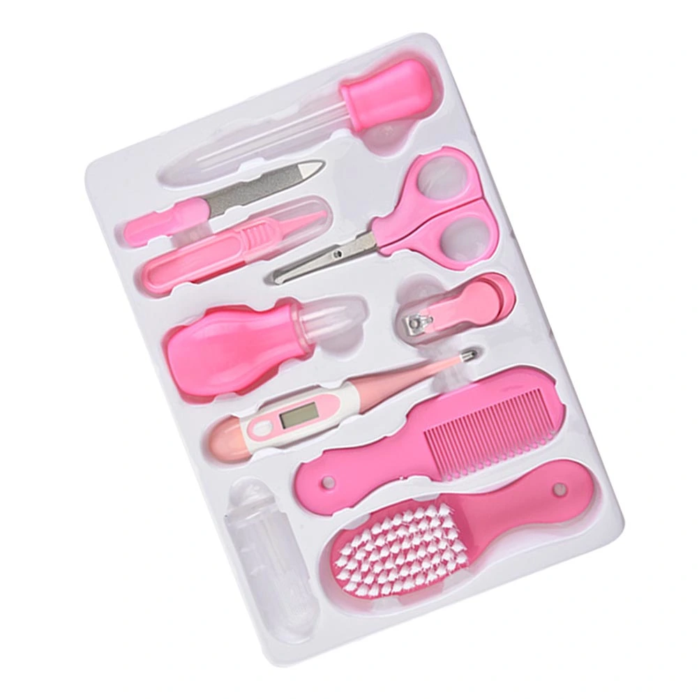 1 Set Infant Nursery Set Baby Grooming Kit Newborn Nail Clipper File Scissor Tweezer Kits (Pink)