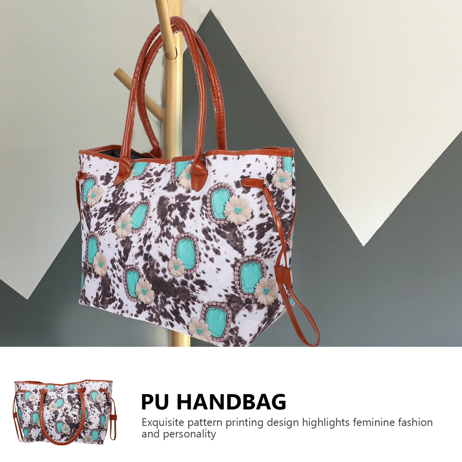1pc Single Shoulder Bag Printed Bag Handbag Indian Style Storage Bag for Girl