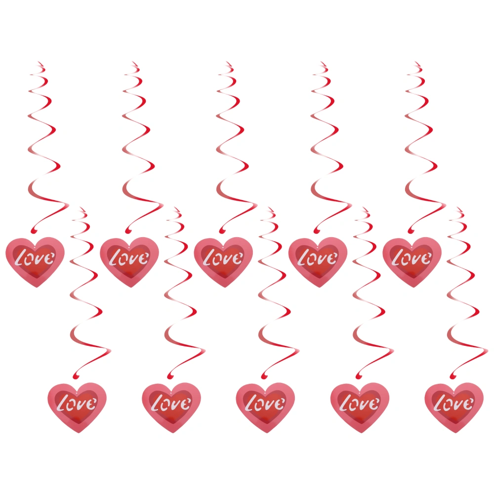 10pcs Heart Spiral Wedding Room Hanging Swirl Valentines Spiral Ceiling Pendants