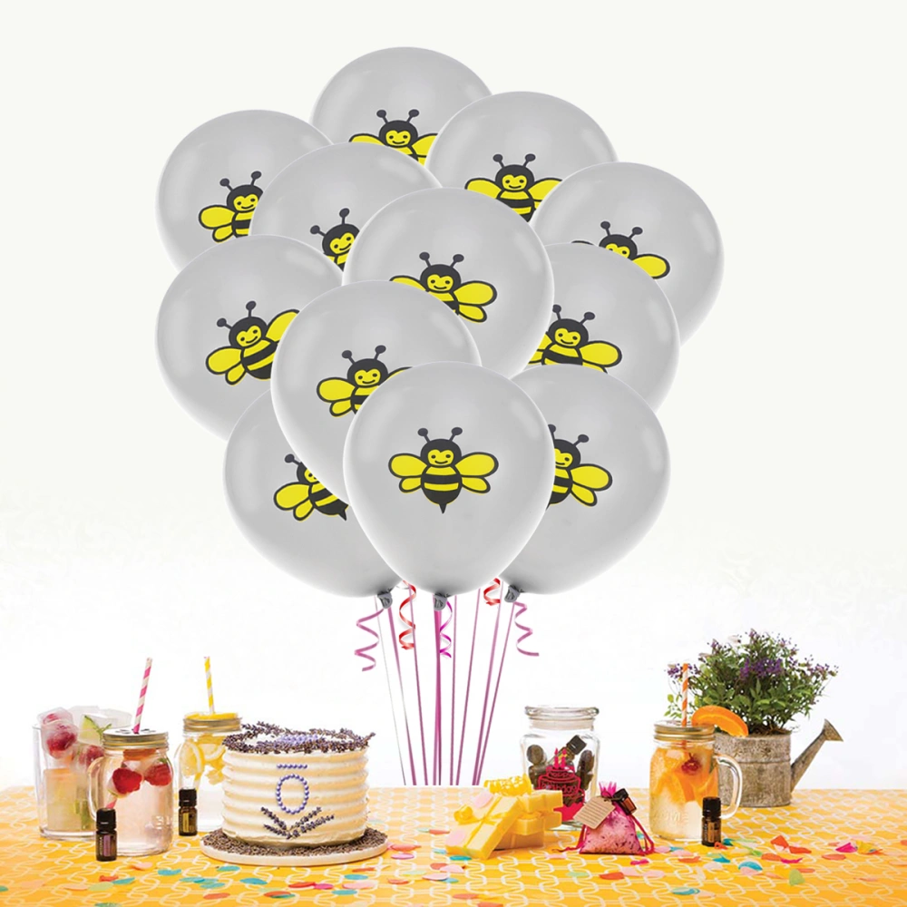 12PCS 12 Inches Insect Bee Balloons Set Birthday Wedding Party Supplies Latex Balloons Party Decoration (Grey)