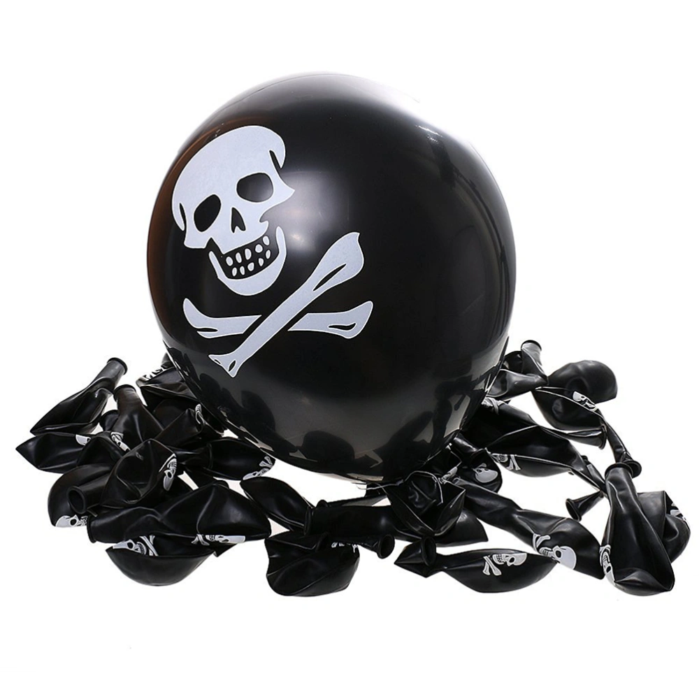 100pcs Halloween Balloons Party Home Decoration Skull Skeleton (Black)