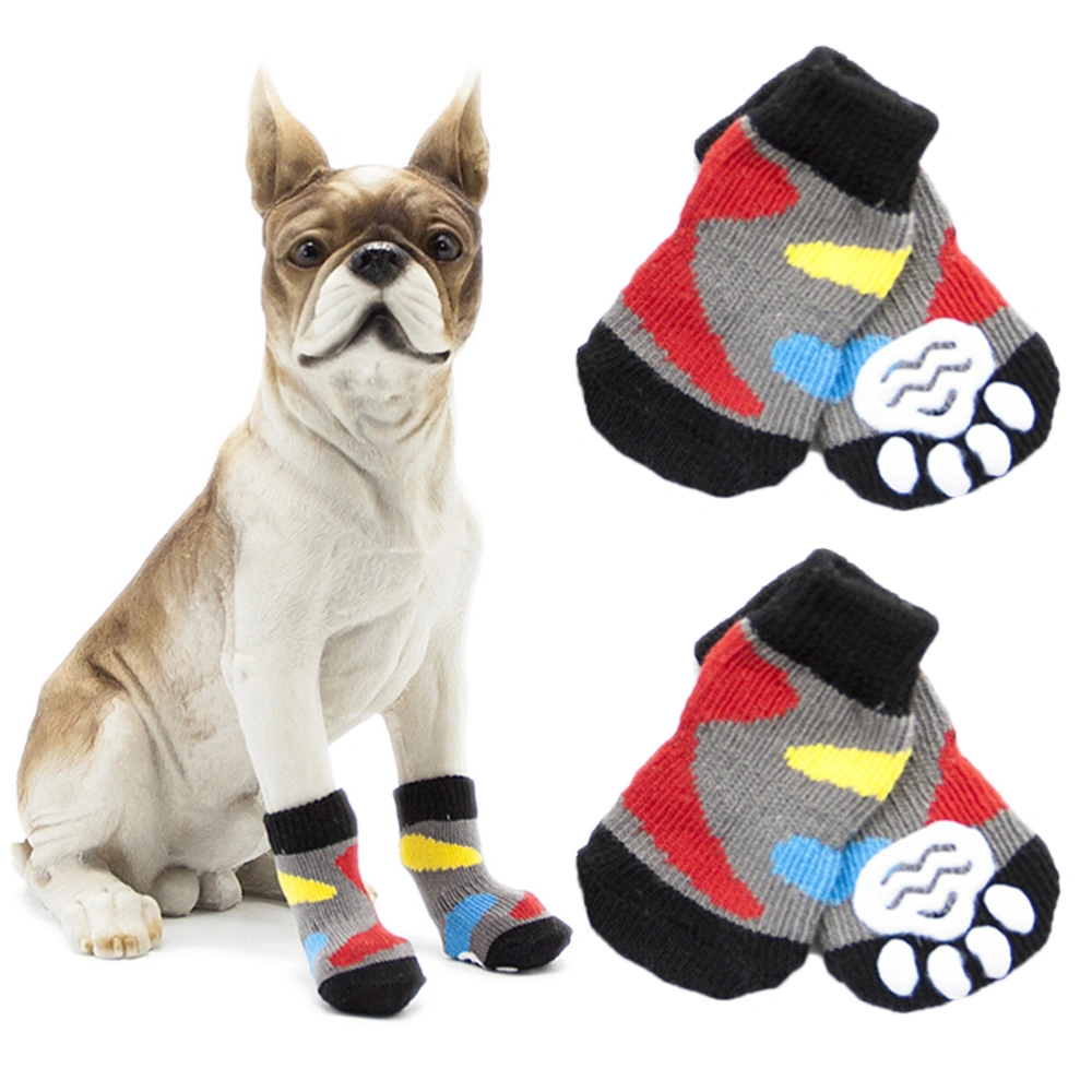 4pcs One Set Pet Anti Socks Adorable Stockings Prcatical Footwear Cotton Socks for Puppy Dog (Size L)