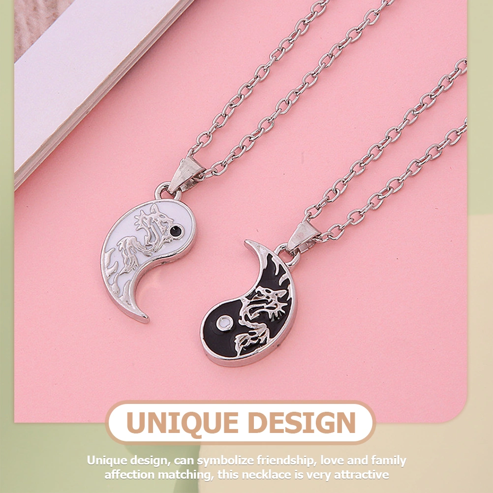 1 Pair Couple Necklaces Yin Yang Pendant Necklaces Metal Necklaces for Loves Friends