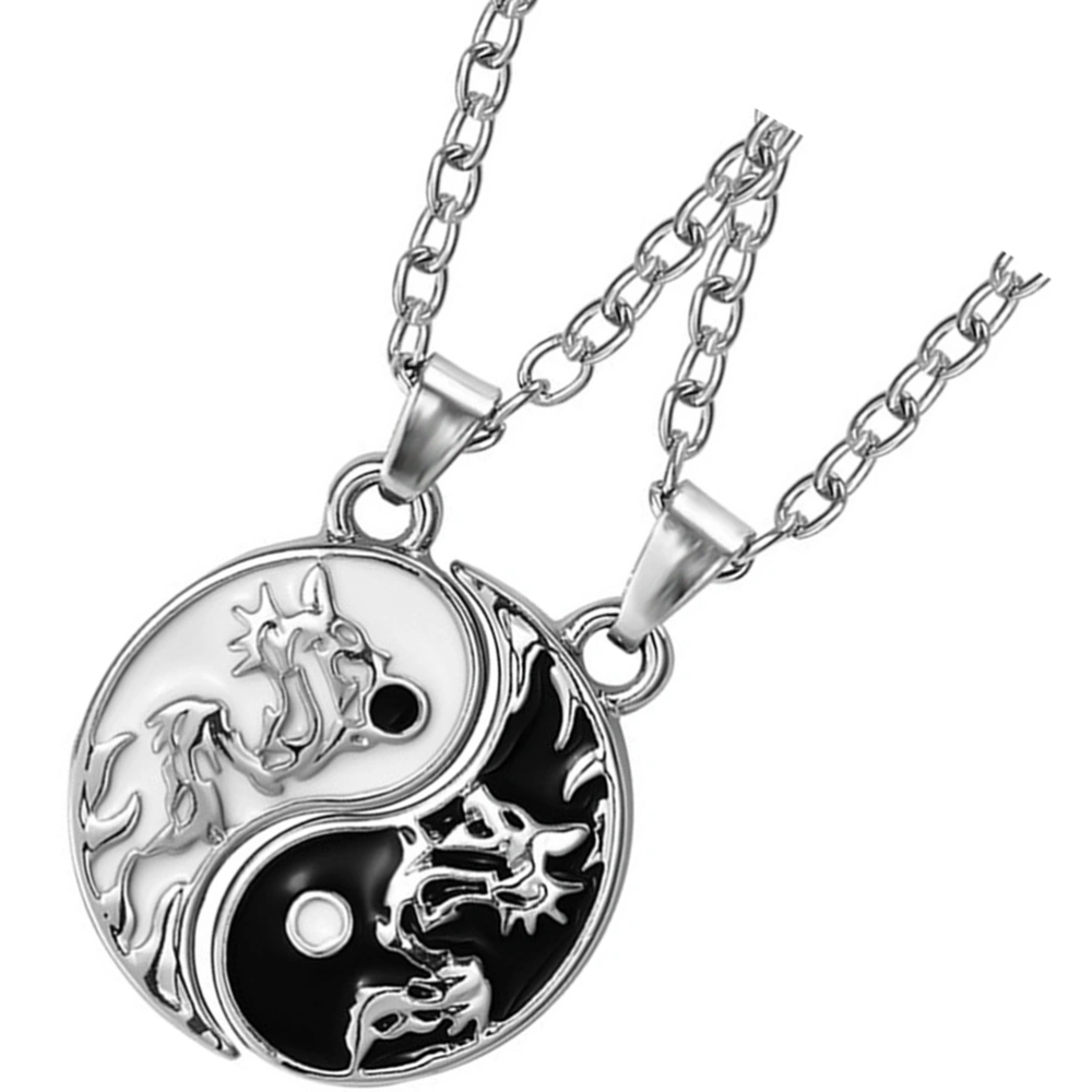 1 Pair Couple Necklaces Yin Yang Pendant Necklaces Metal Necklaces for Loves Friends