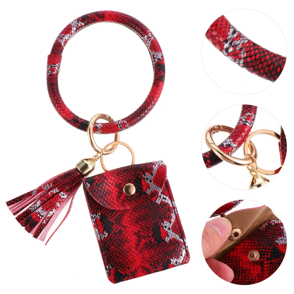 1 Pc Bracelet Tassel Key Chain Alligator Printed Coin Bag Bracelet Pendant