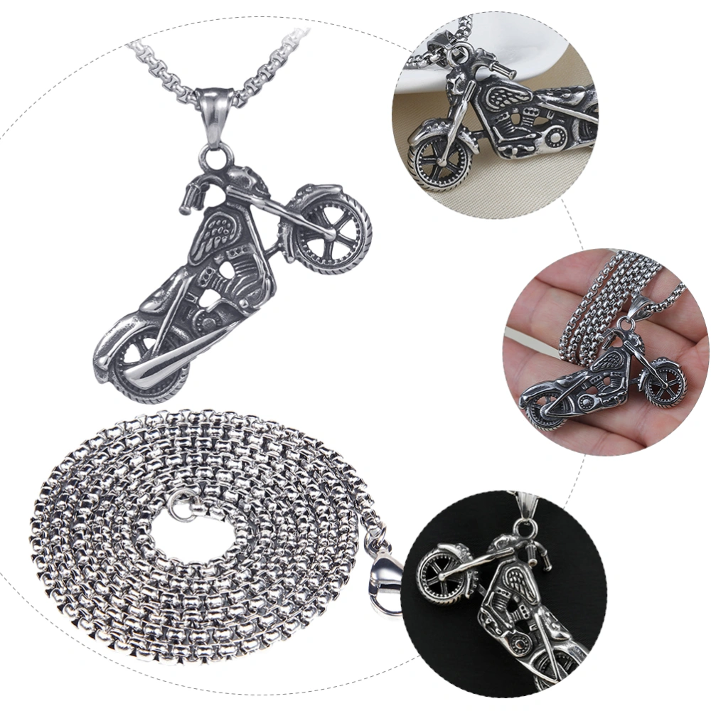 2 Pcs Hip-hop Retro Style Necklace Creative Motorbike Shape Necklace Pendant