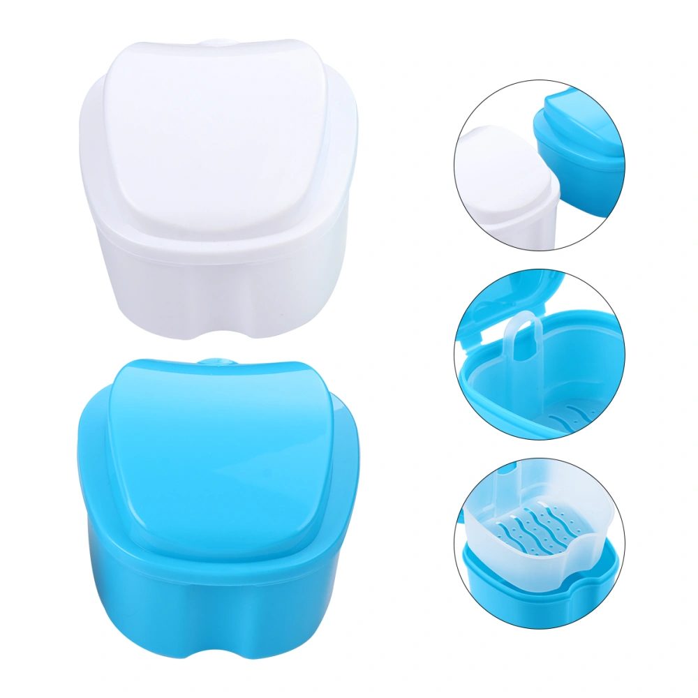 2Pcs Safe Denture Storage Box Portable Artificial Tooth Storage Case Container