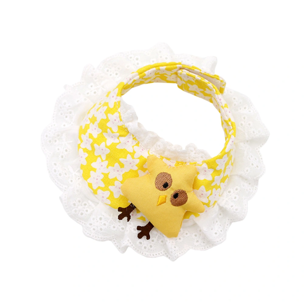 Yellow Chick Pattern Pet Bib Sweet Lace Saliva Towel Collar Scarf Accessories for Pet Dog Puppy- Size M