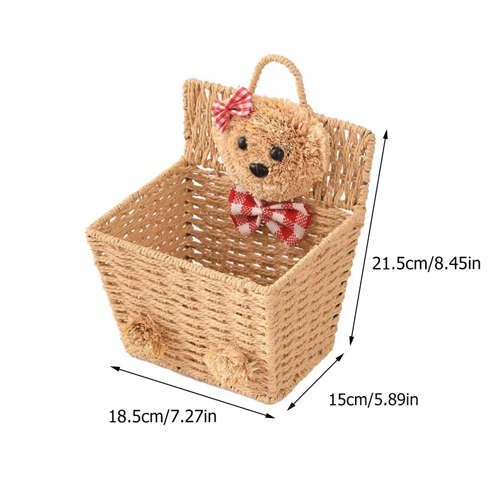 Cartoon Bear Wicker Woven Baskets Multifunctional Wicker Storage Container