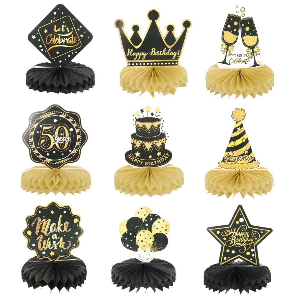 9Pcs Birthday Themed Decors Paper Honeycomb Ball Decors Party Decorations