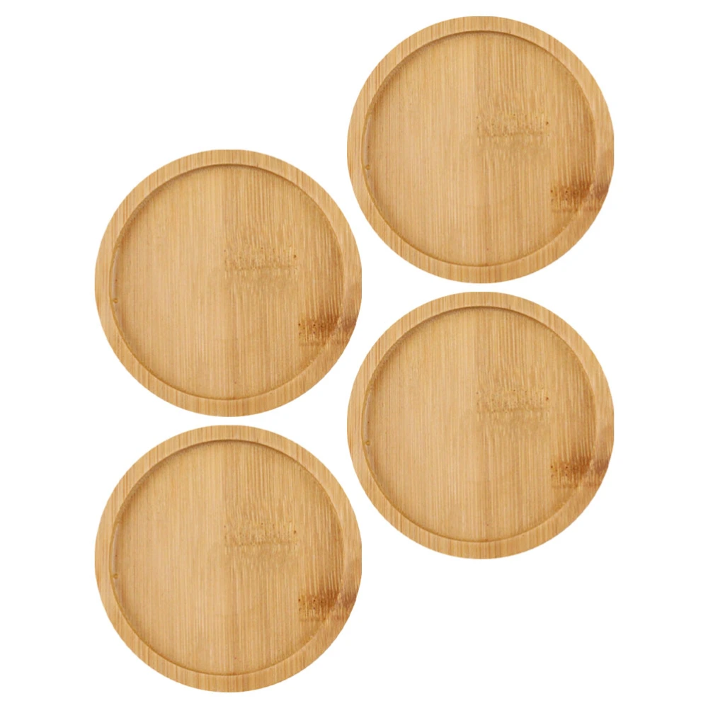 4pcs Wooden Flowerpot Tray Creative Gardening Pot Trays Flowerpot Plates (Wood)