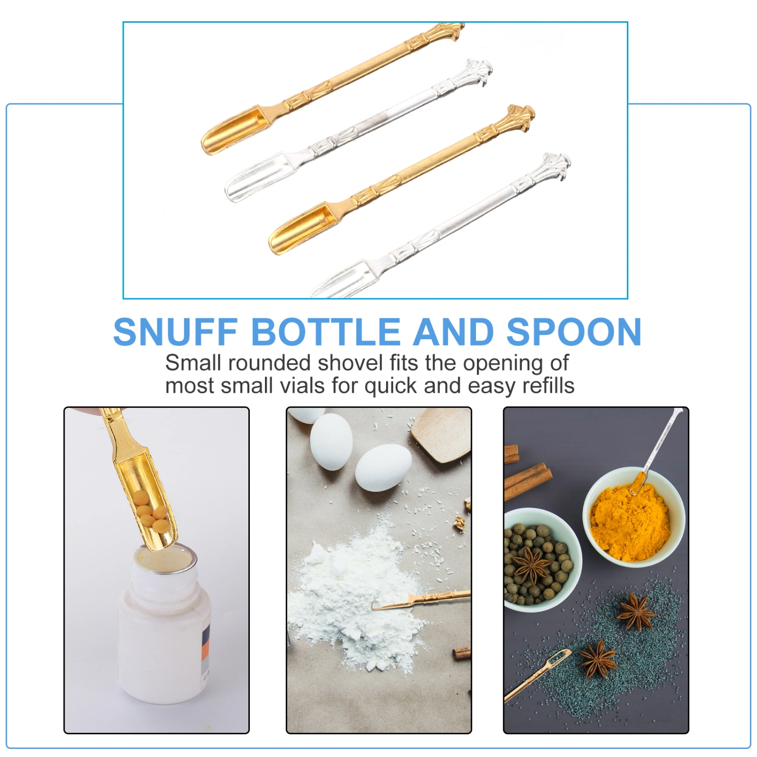4pcs Snuff Spoon Metal Mini Shovel Medicine Spoon Home Supplies Pendant Shovel