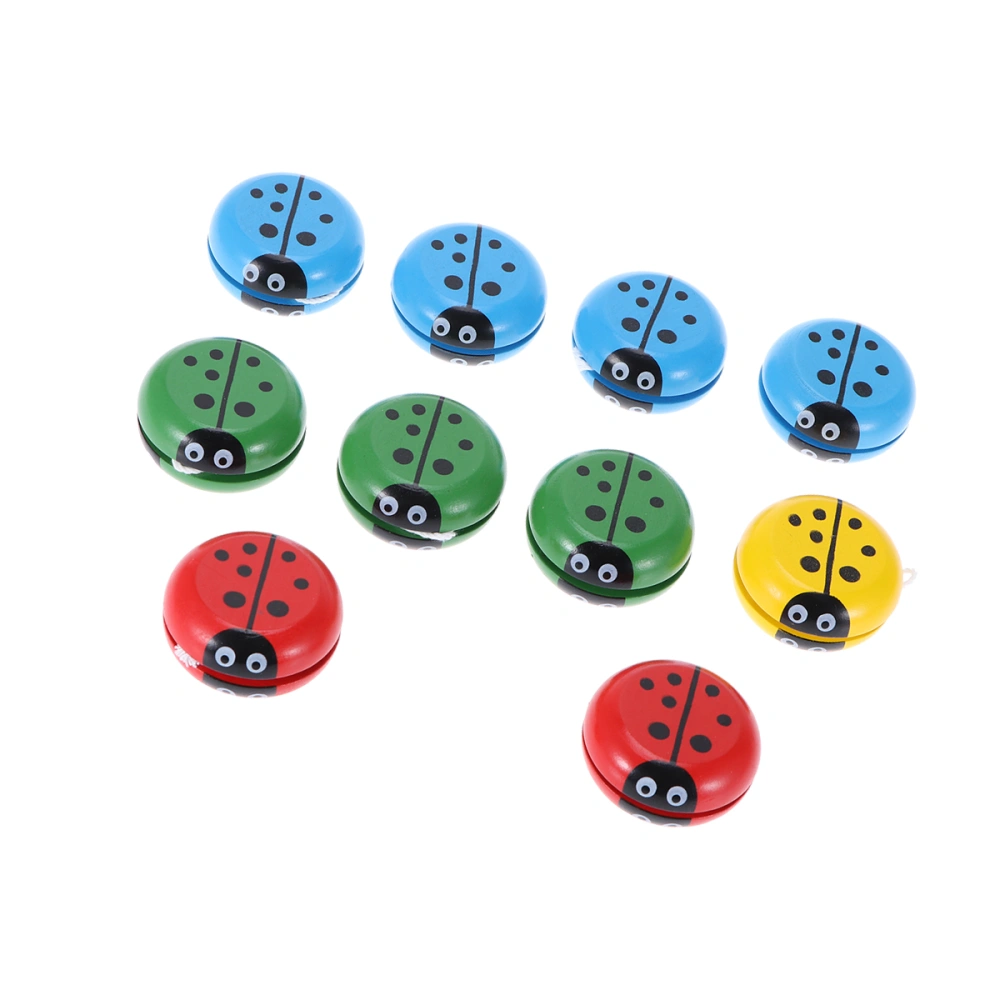 10pcs Wooden Yoyo Toys Interesting Kids Toys Creative Gifts Party Favors for Kids Children Random Color