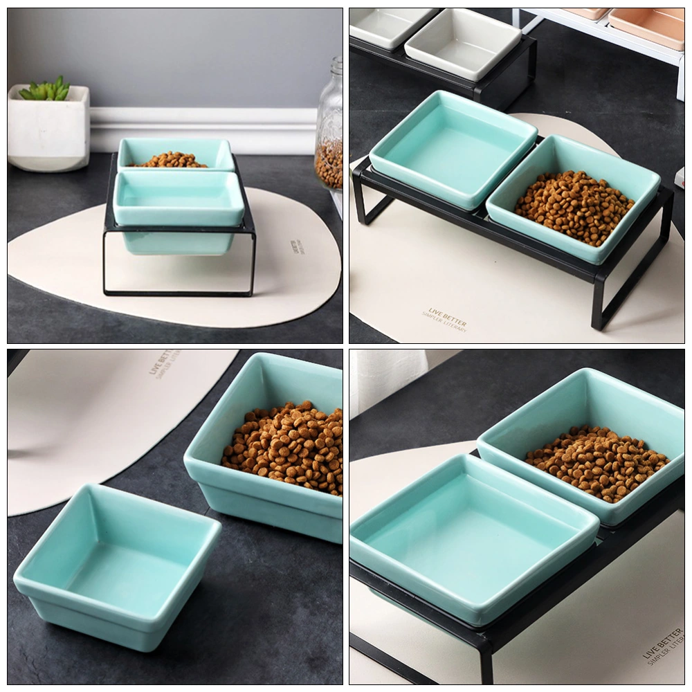 1 Set Pet Feeding Bowl Ceramic Pet Food Storage Bowl Pet Eating Bowl (Blue)