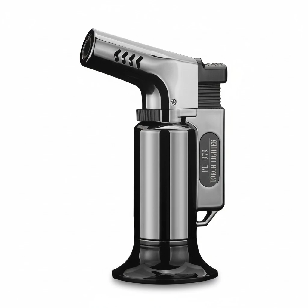 High Pressure Jet Flamethrower Adjustable Igniter Lighters Baking Barbecue Outdoors BBQ Party Welding - Single Flame without Gas (Black)