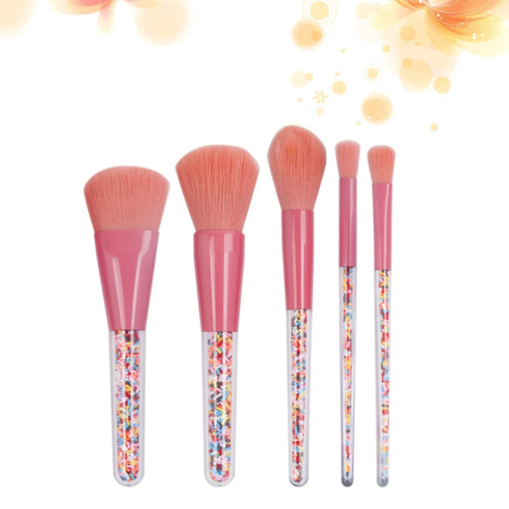 5pcs Colored Granules Handle Brushes Makeup Brushes Set Assorted Cosmetic Brushes Beauty Care Supplies for Female