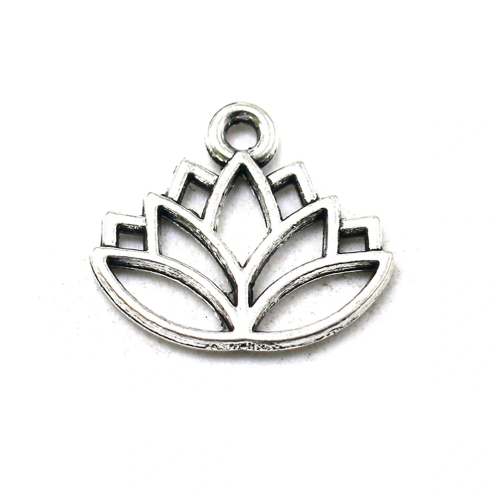 50pcs Blooming Lotus Necklace Pendants Alloy Charms Jewelry Making Accessory for DIY Crafts (Antique Silver)