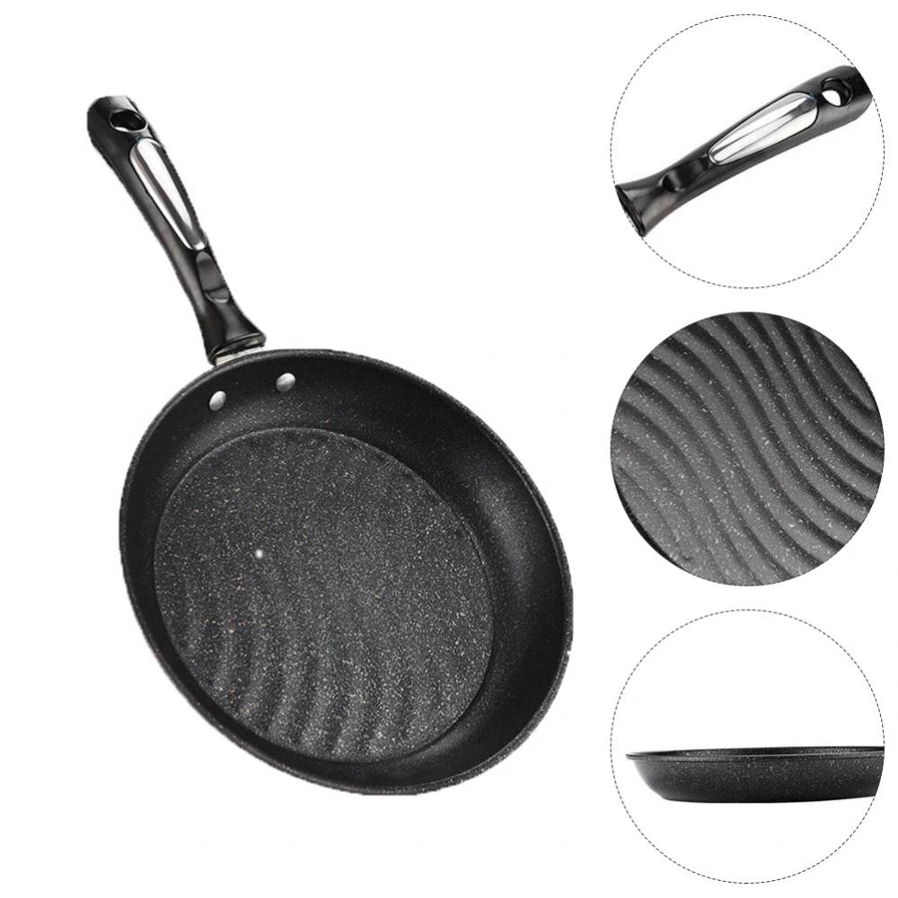 1pc Medical Stone Non-stick Frying Pan Flat Bottom Cooker for Home (Black)