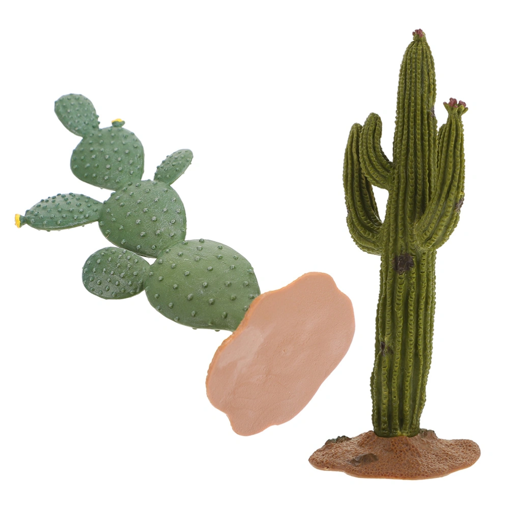 2Pcs Simulated Cactus Adornments Lifelike Cactus Figurine Desktop Cactus Modeling Statue