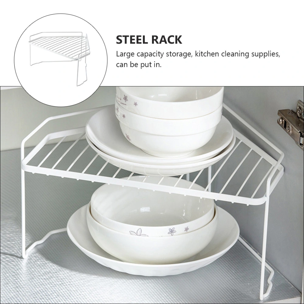 1Pc Triangle Storage Rack Seasoning Steel Shelf Kitchen Space-saving Rack White