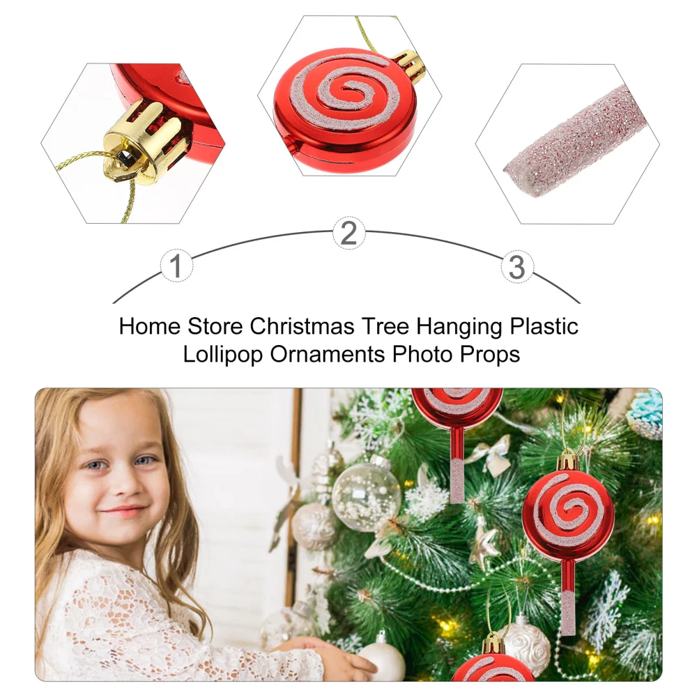 12pcs Home Store Christmas Tree Hanging Plastic Lollipop Ornaments Photo Props