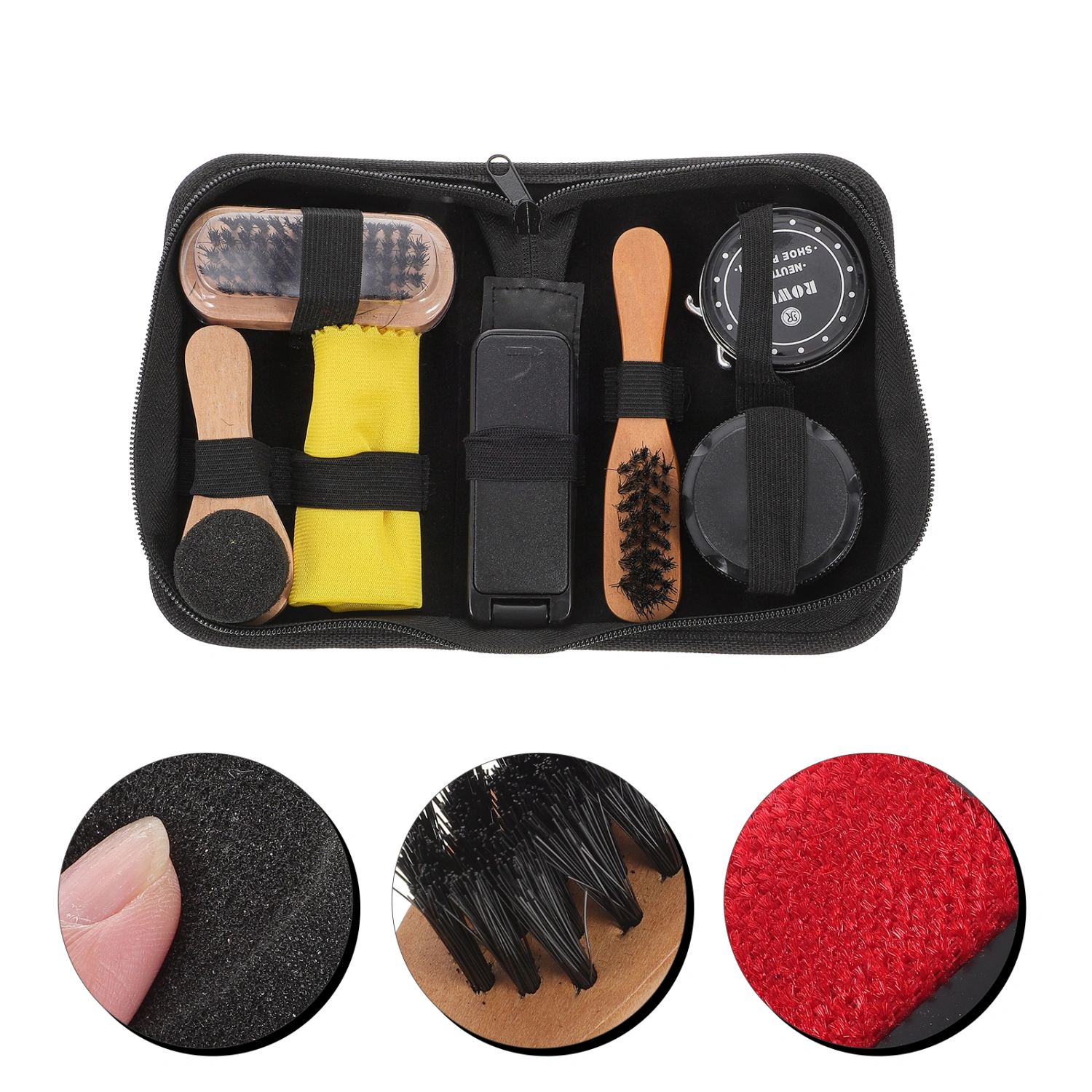 1 Set/8pcs Shoes Brush Portable Shoe Polish Tool Shoes Bristle Brushes Shoe Cream for Man Woman (Light Brown)
