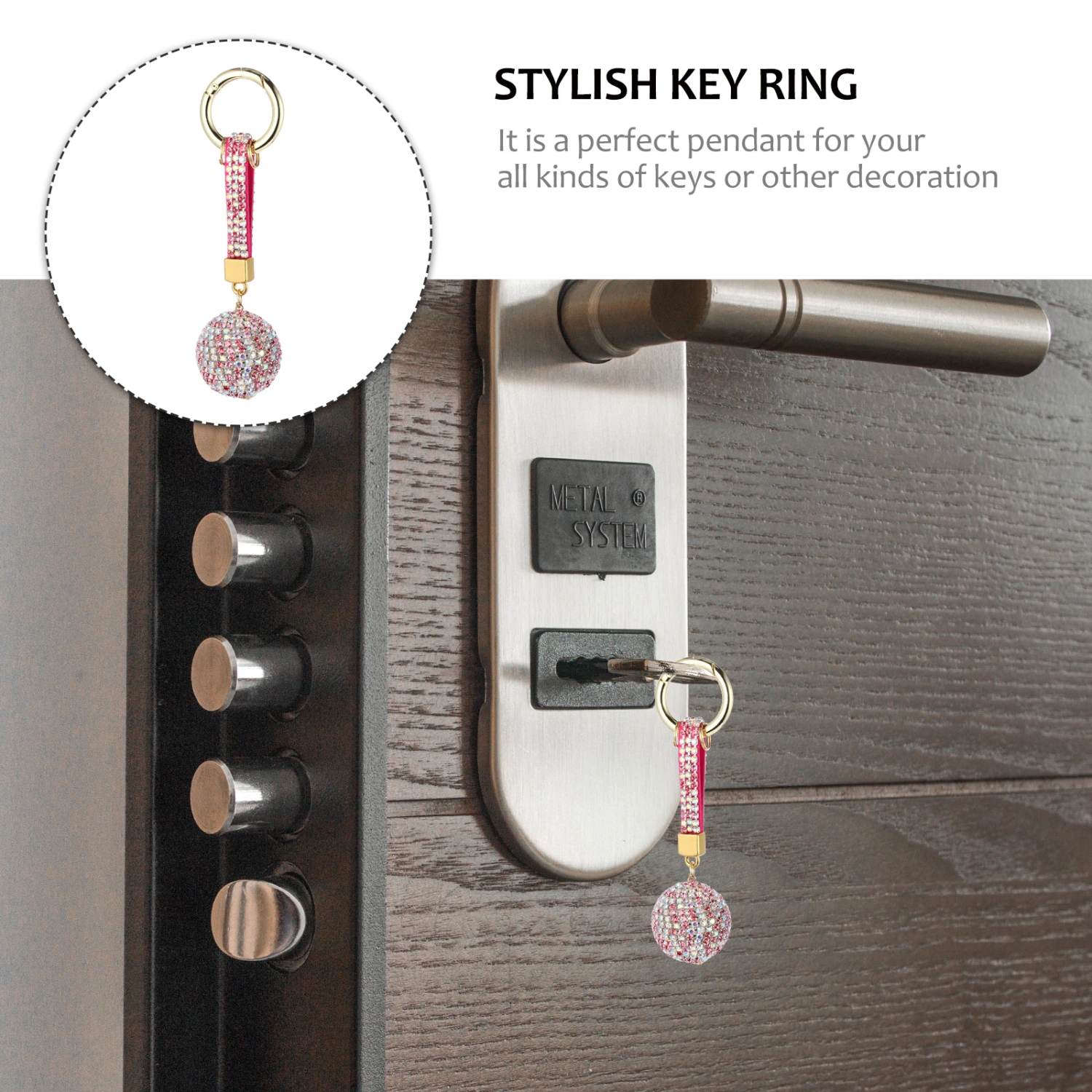 1pc Stylish Diamond Keychain Craft Ball Shape Car Keyring Bag Ornament