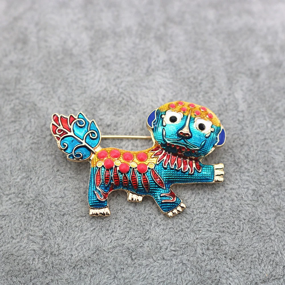 Woman Fashion Brooch Delicate Breastpin Creative Chinese Style Lion Clothes Accessory Beautiful Girl Brotheroch