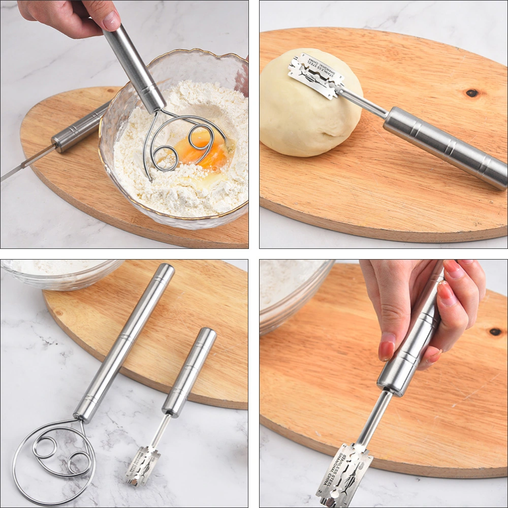 1 Set Bread Slashing Tool Bread Dough Blades Dough Coil Whisk Baking Tools