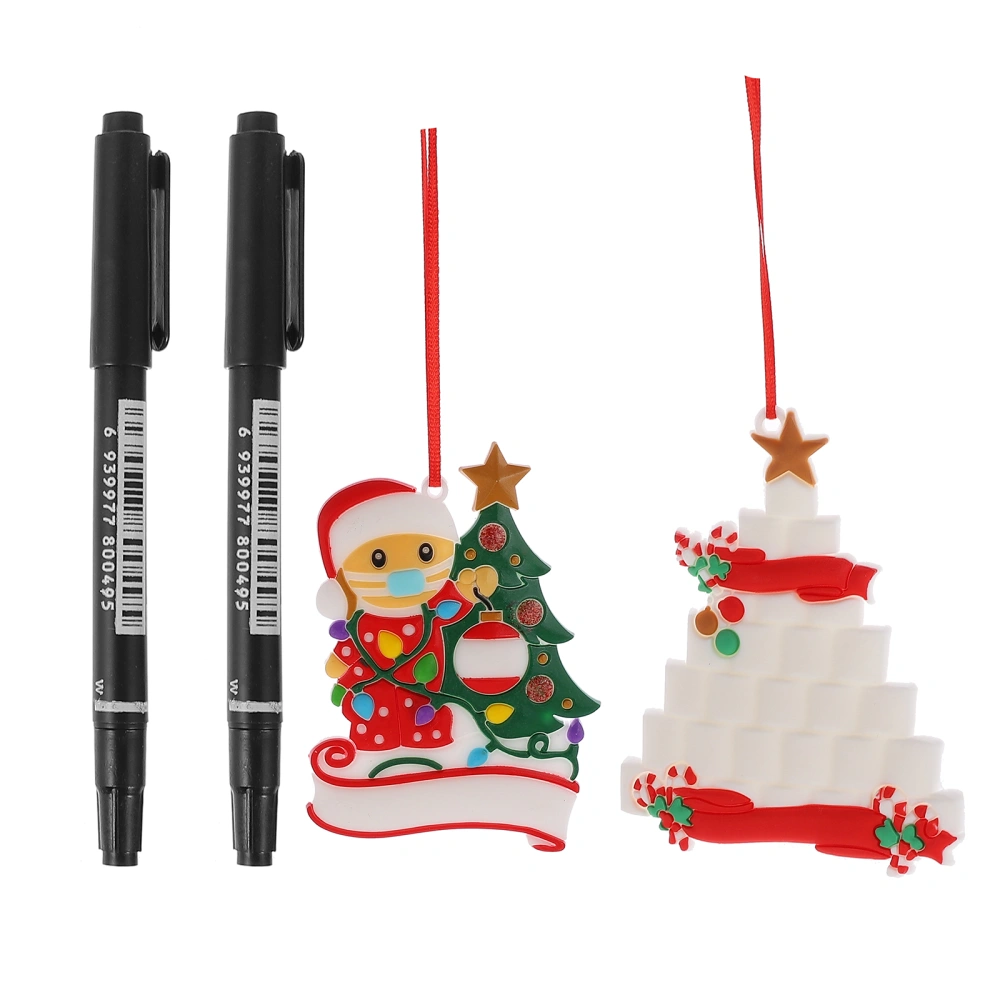 2Pcs Christmas Tree Pendant Christmas Ornament Christmas Tree Decor with Pen