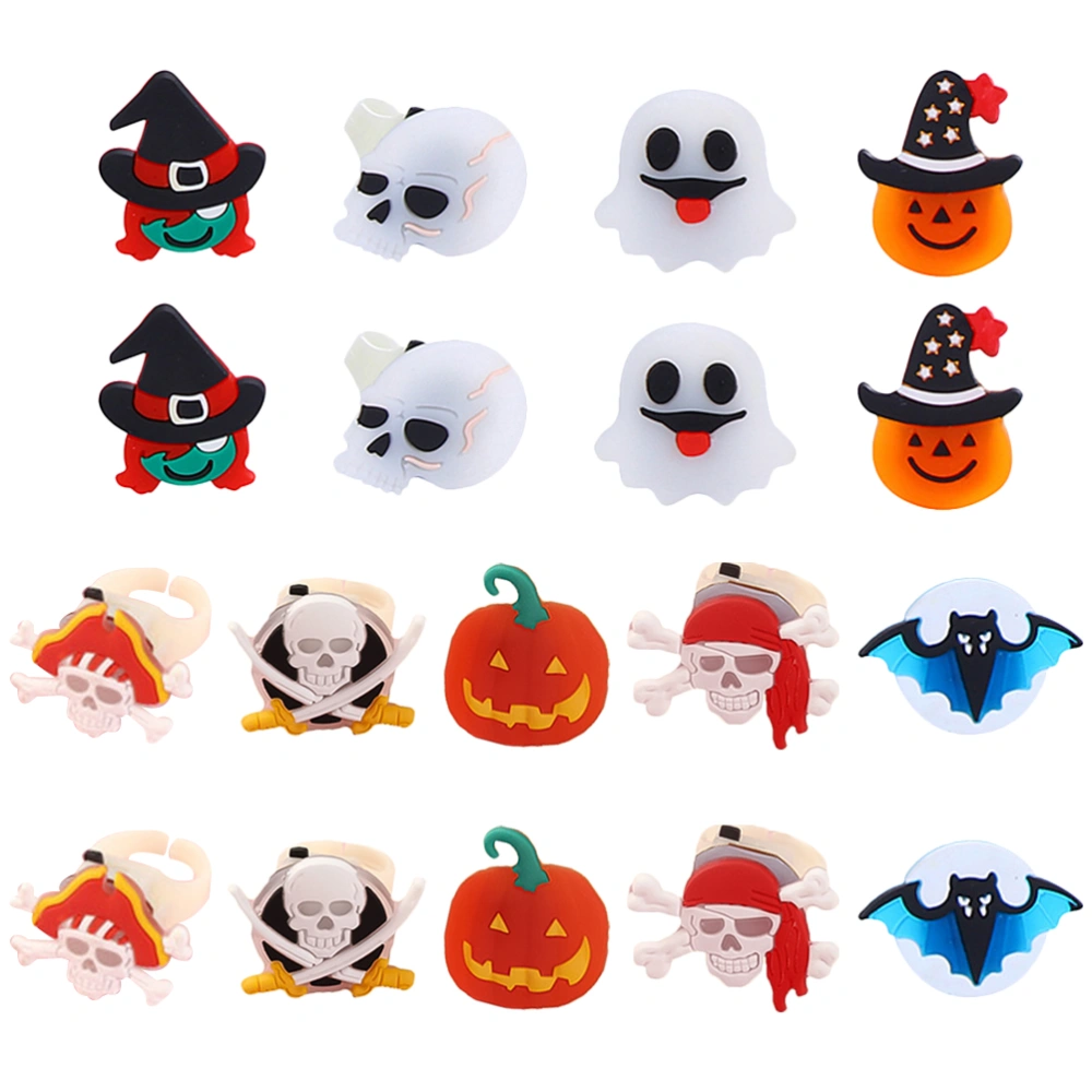 18pcs Halloween PVC Ring LED Finger Rings Halloween Ornaments (1+2+3+4+5+6+7+8+9, 2PCs/Each)