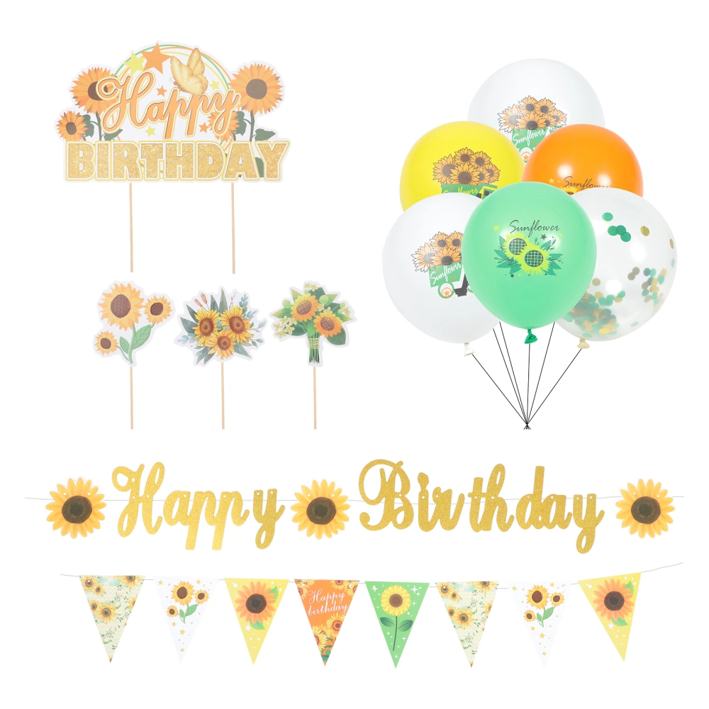 1 Set of Sunflower Themed Birthday Adornments Birthday Party Banner Balloons