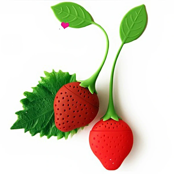 Novelty Strawberry Shaped Silicone Tea Infuser Strainer (Red+Green)