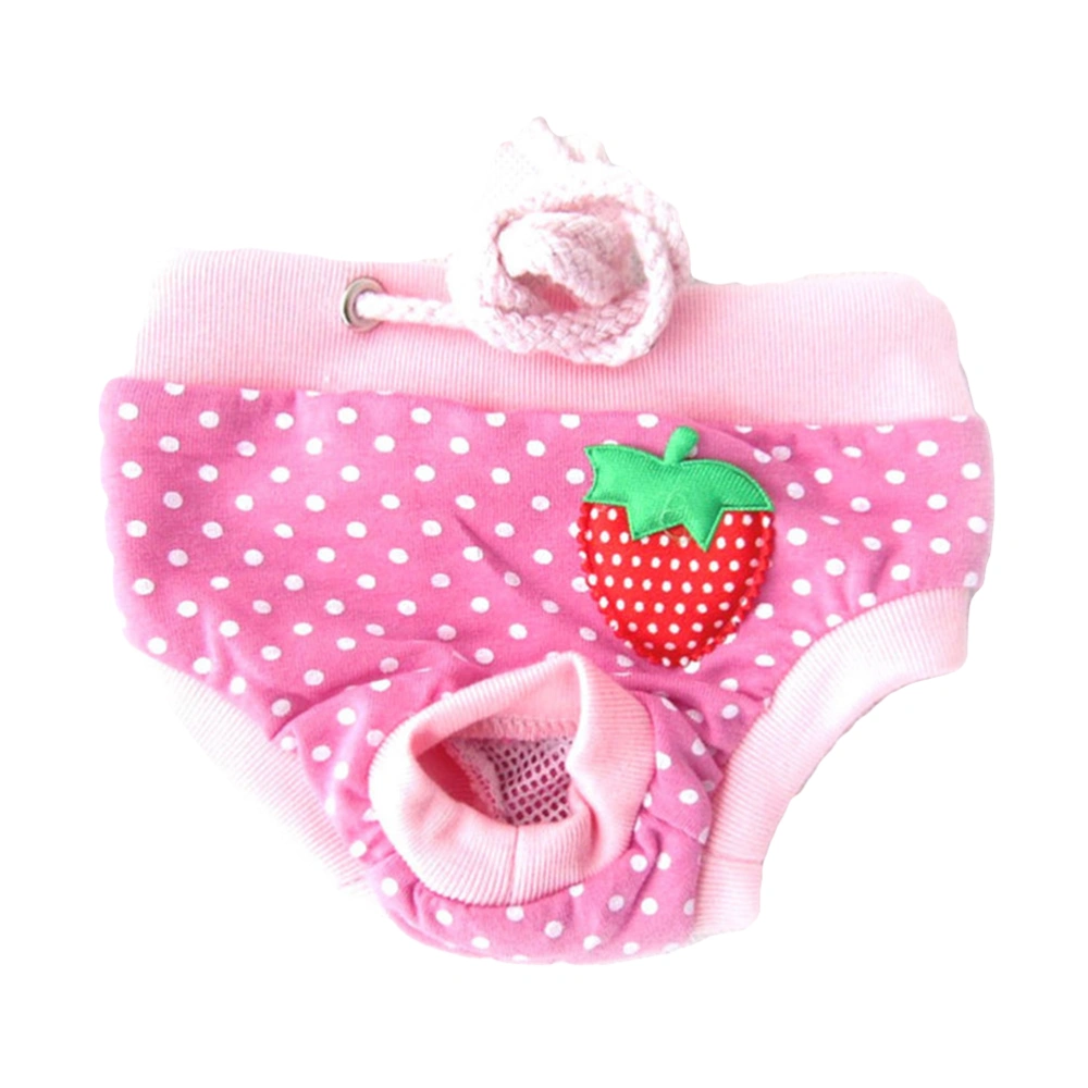 Pet Diaper Sanitary Physiological Pants Dot Strawberry Washable Male Dog Shorts Panties Menstruation Underwear Size XL (Pink)