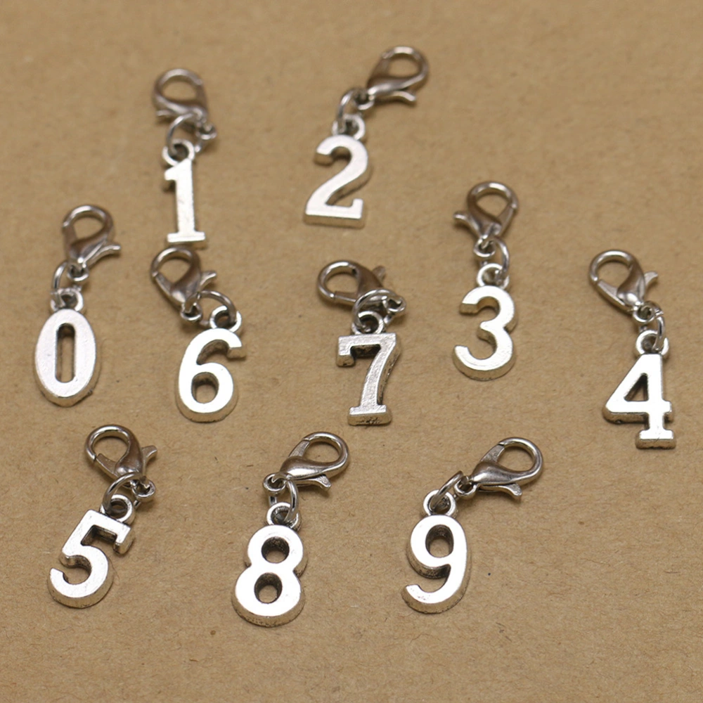 20pcs Alloy 5 Shape Pendants with Lobster Clasp DIY Arabic Numeral Dangle Charms Jewelry Making Accessory for Earrings