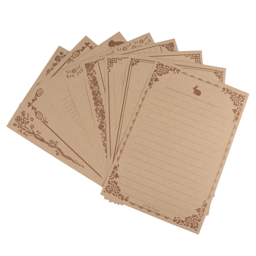 8Pcs intage Writing Paper Creative Note Paper Letter Stationery Paper for Home Office School(Buff)