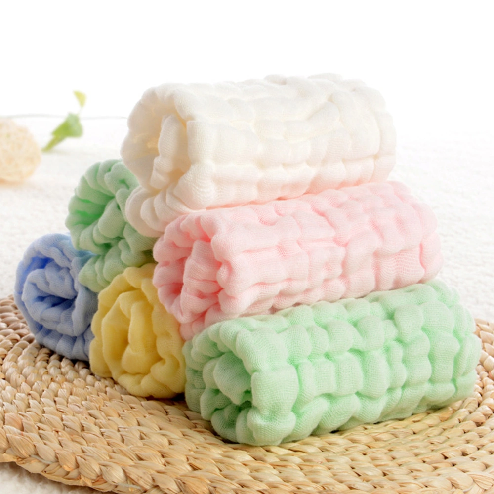 Baby Pure Cotton Six Layers Gauze Square Towel Burp Cloth Absorbent Face Towel Hand Towel(Yellow)