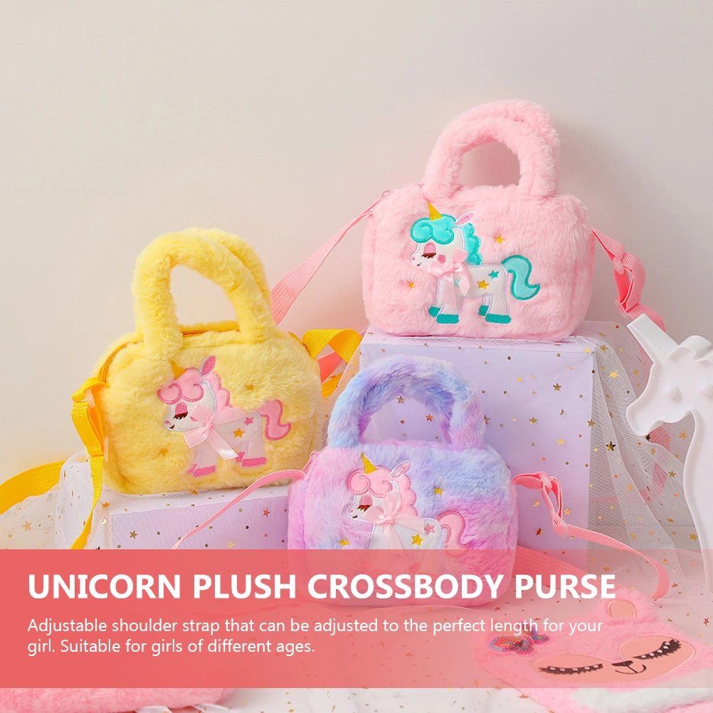 Unicorn Plush Crossbody Purse Cartoon Crossbody Bag Kids Plush Purse Adorable Handbag
