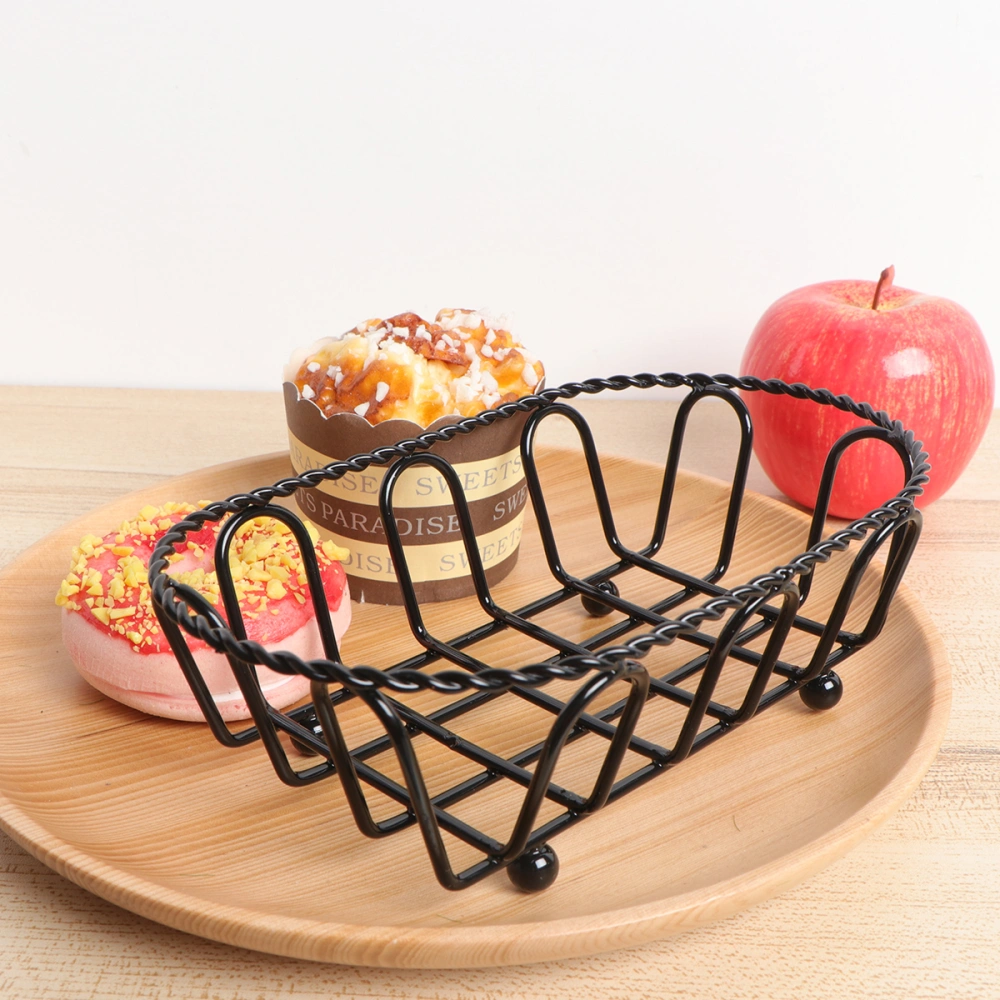 Creative Food Storage Organizer Basket Bin Snack Basket Mini Black Strainer Basket Snack Rack for Potatoes Chips French Fries Chicken Wings