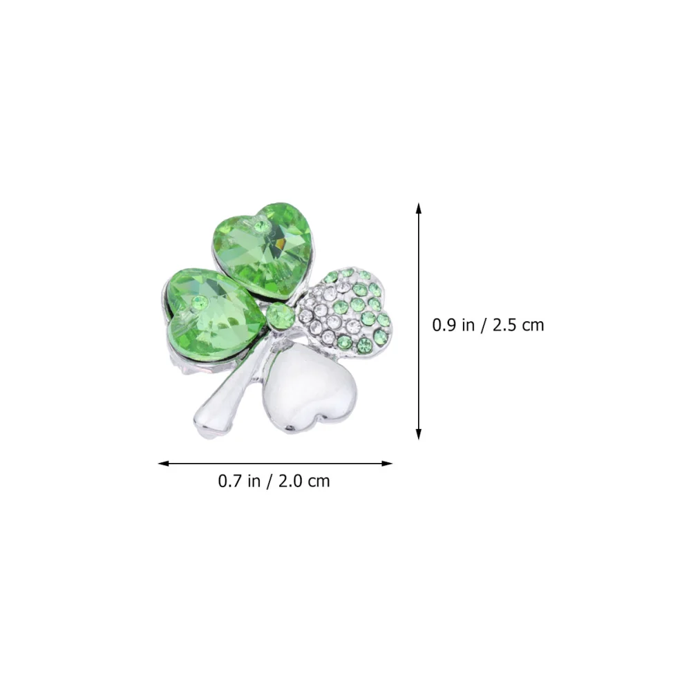 2pcs Crystal Four Leaf Clover Brooch Pin Alloy Brooch Creative Brooch Pin for Women Girls (Silver and Fruit Green)