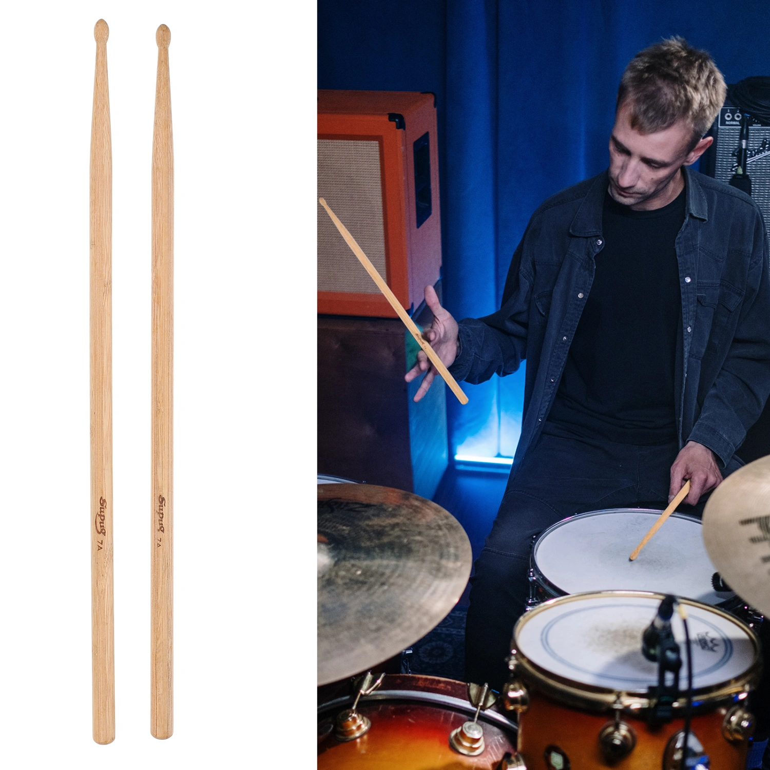 2pcs 7A Musical Instrument Practicing Drum Sticks Professional Drumsticks