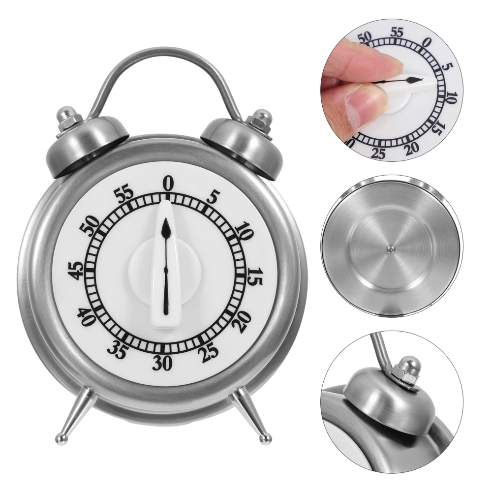 Kitchen Timer Lovely 60 Mins Mechanical Timer with Ring Alert (Silver)