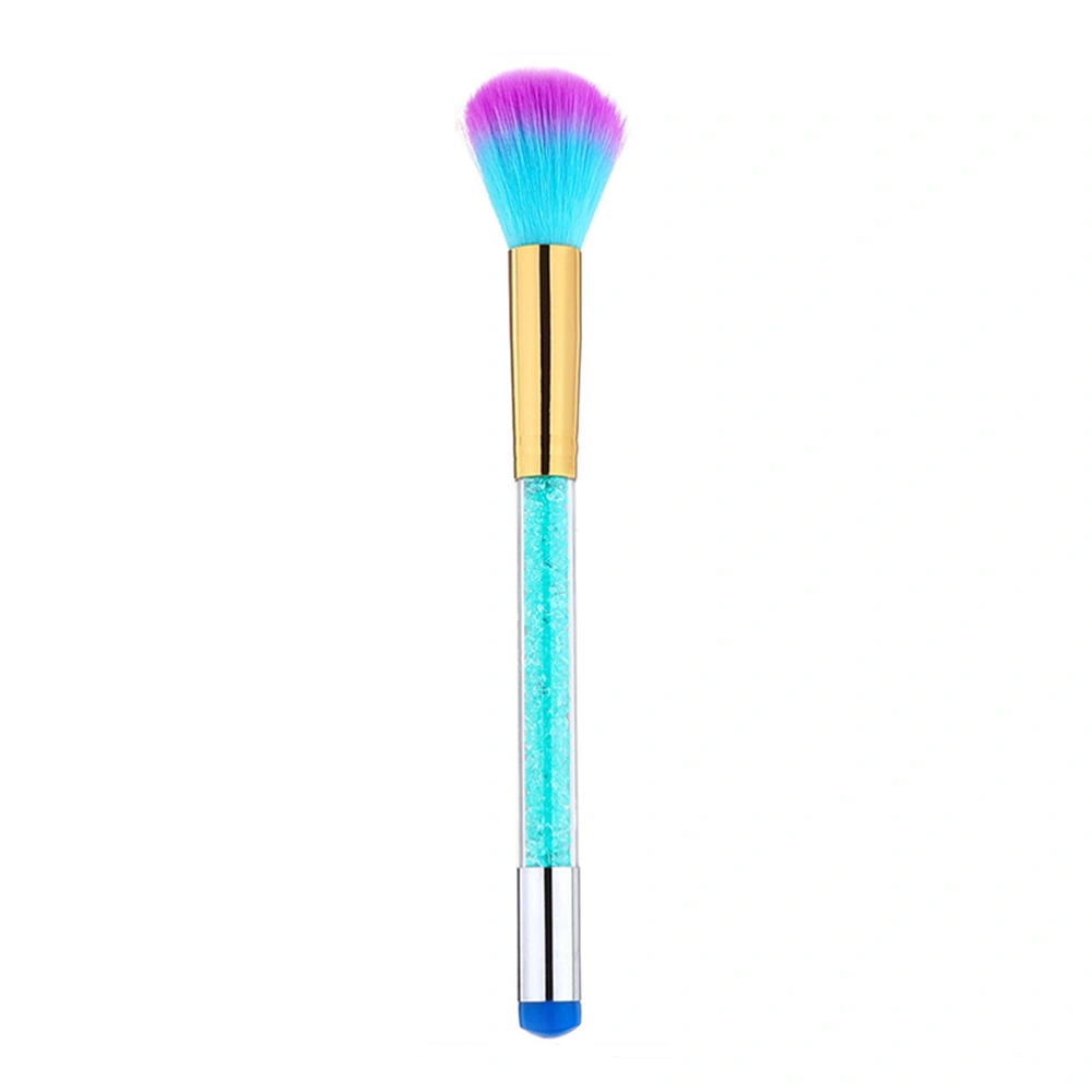 1pc Nail Art Dust Remover Brush Doudle End Acrylic Rhinestone Pole Brush Manicure Tool (Blue)