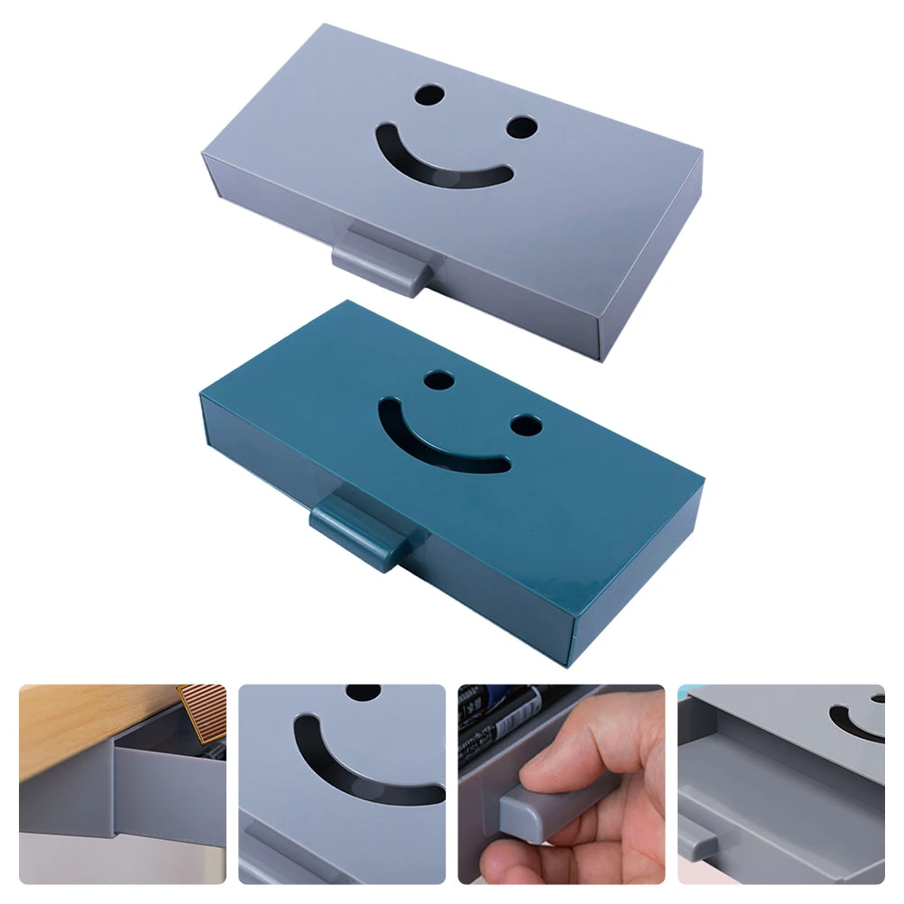 2pcs Hidden Desk Bottom Storage Box Office Table Bottom Sundries Holder