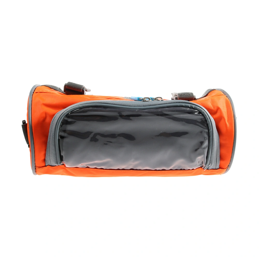 Outdoor Oxford Cloth Bike Cycling Handlebar Bag Waterproof Front Storage Bag with Touchscreen Large-Capacity Front Pack for Road Bikes Mountain Bikes (Orange)