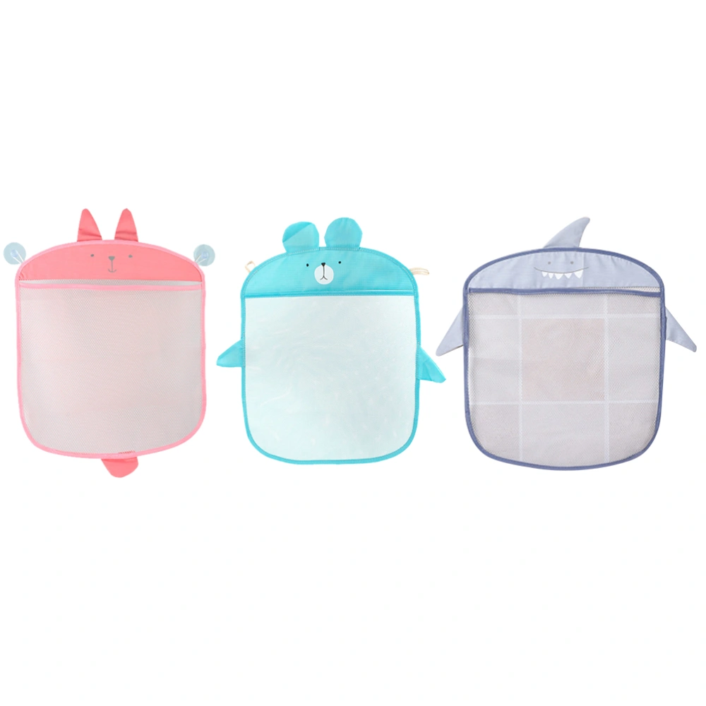 3pcs Wall Hanging Mesh Bag Baby Bath Storage Bag Shower Toy Net Container