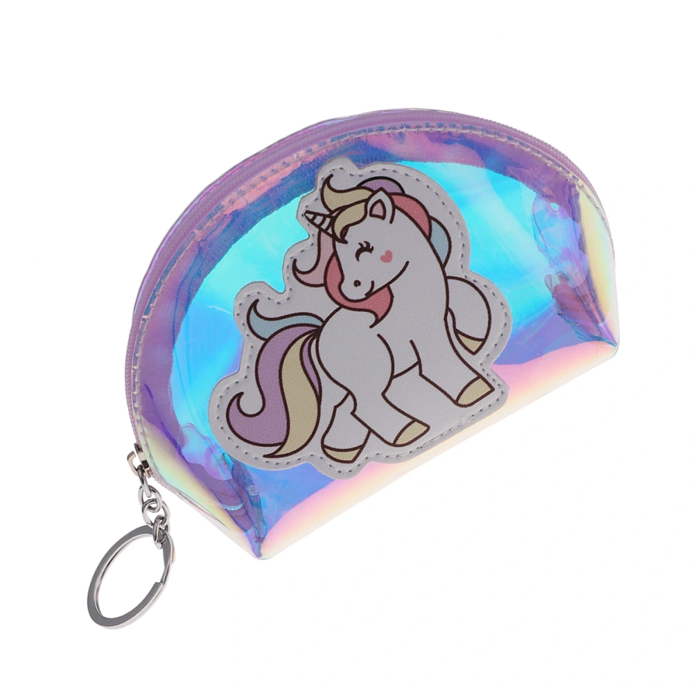 Cartoon  Coin Bag Semicircle Purse Transparent Unicorn Charge Bag for Girls Women